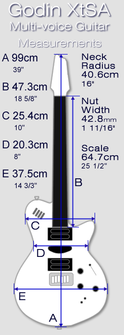 Godin xtSA
Measurements